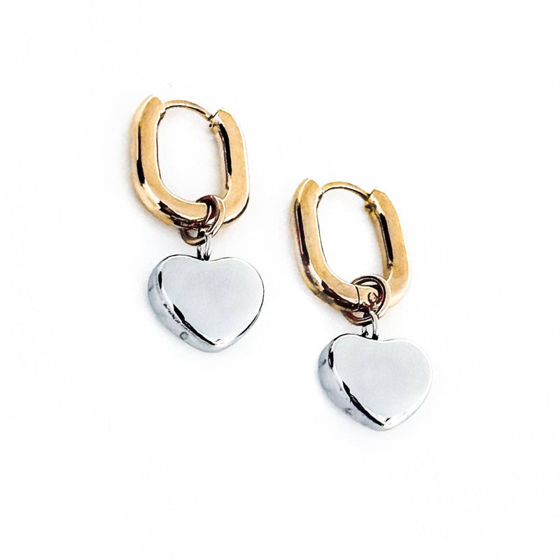 Emelia Mixed Metal Heart Charm Earrings