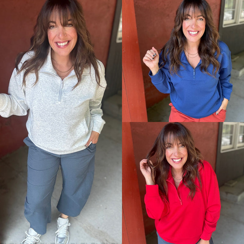 Zenana Scuba Half Zip Kangaroo Pullover *BUFFALO*