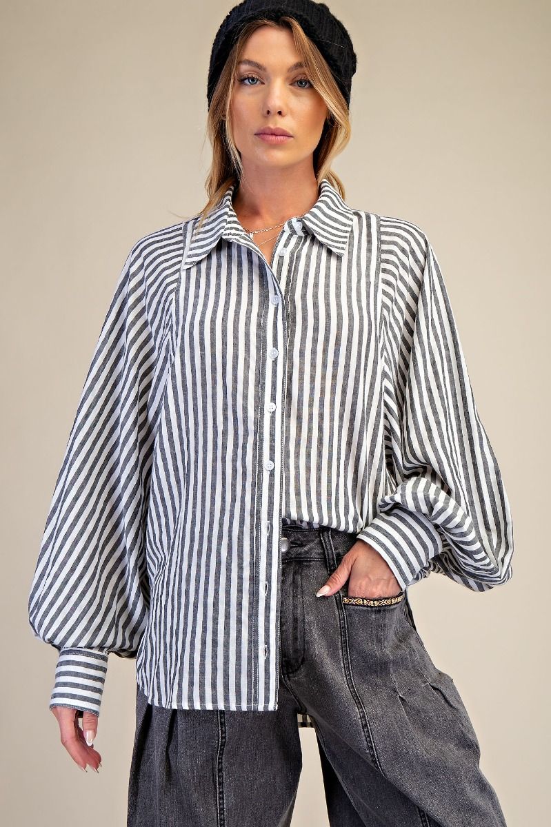 EASEL PREORDER Eiffel Tower Button Down Top