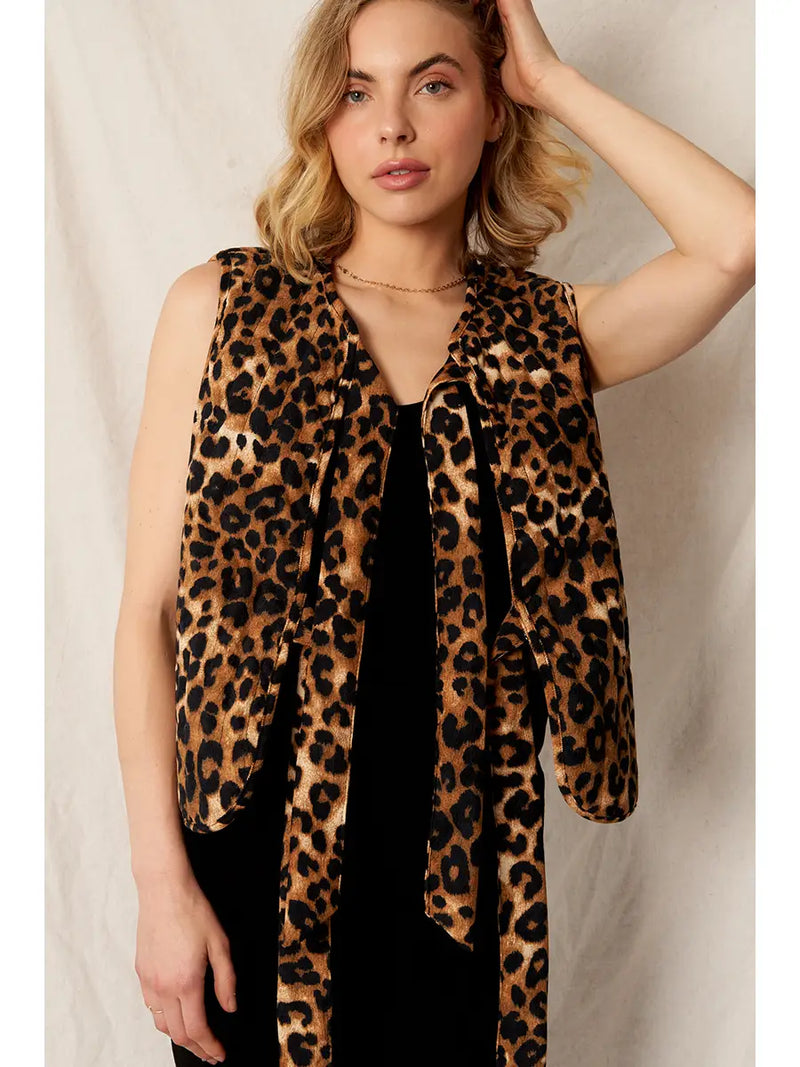 Leopard Print Ribbon Vest