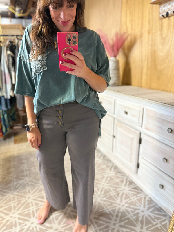 EASEL PREORDER- Button Front Stretch Twill Pants