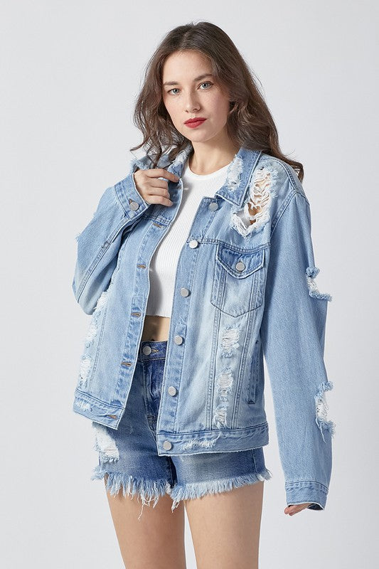Risen Heavy Distressed Relaxed Fit Jacket