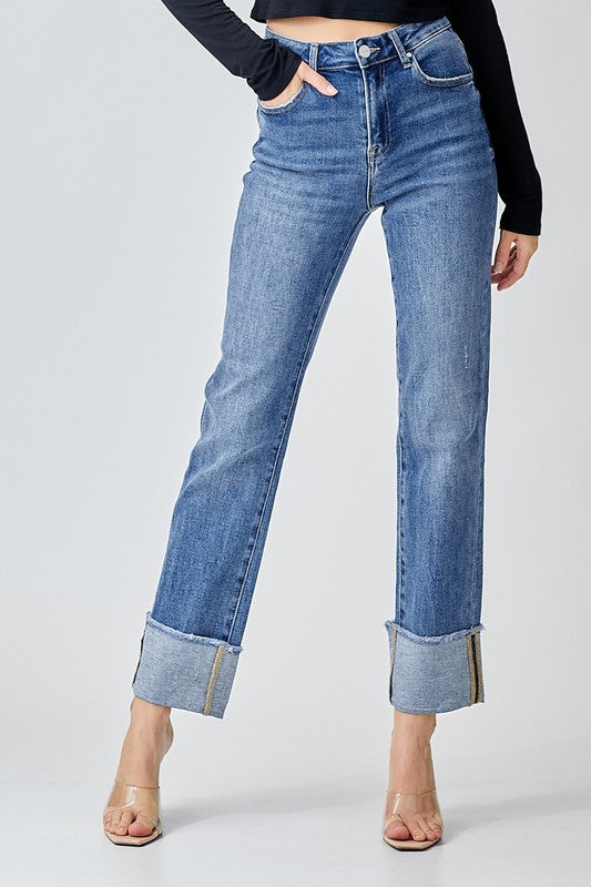 Risen High Rise Loose Straight Jeans