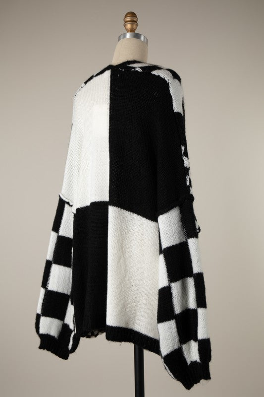 "Checkmate" Oversized Cardigan