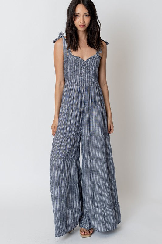 "The Shore" Smocked Tie Jumpsuit