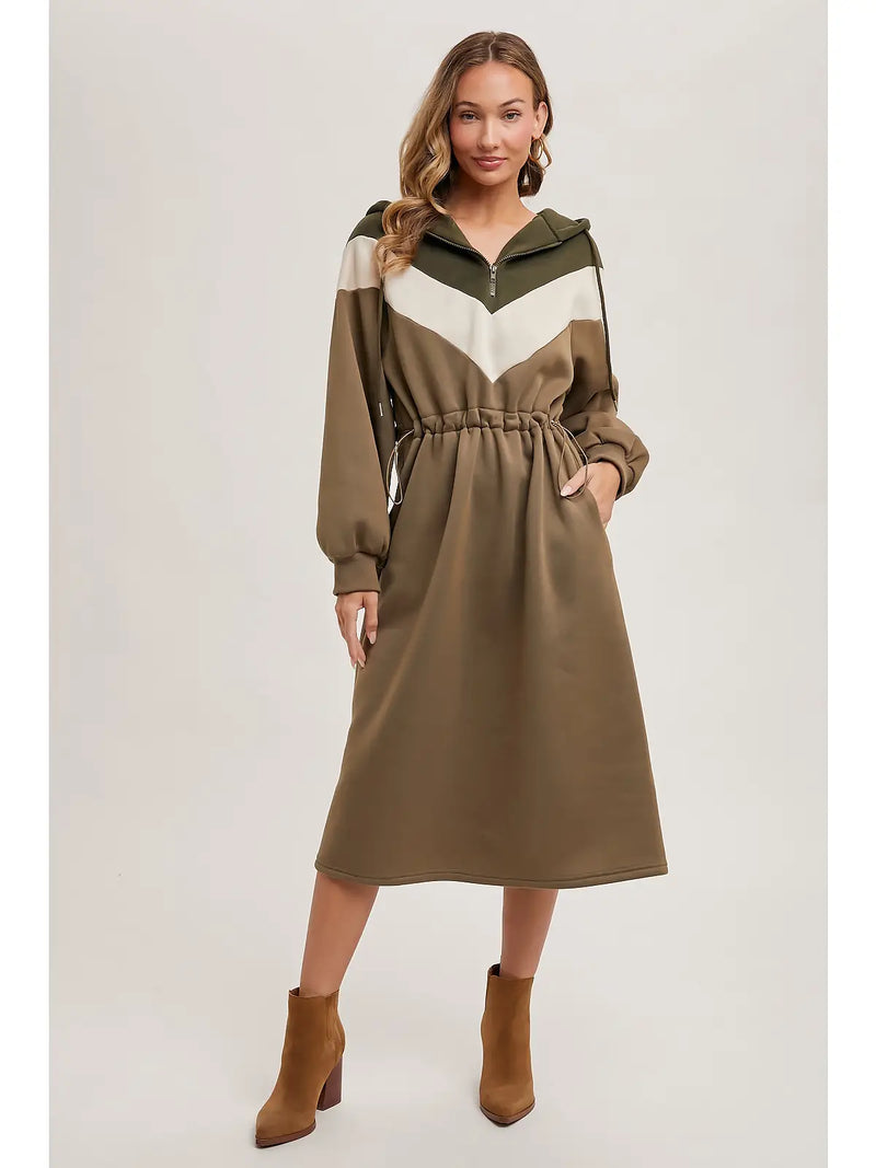 "Chevron Love" Midi Hoodie Dress