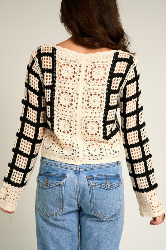 "Knowing You" Cropped Crochet Cardigan