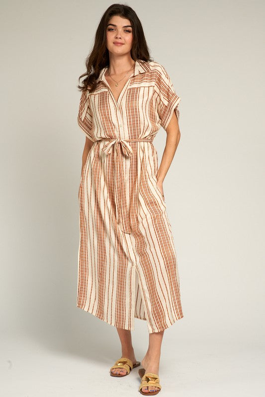 "Afternoon Out" Belted Shirt Dress