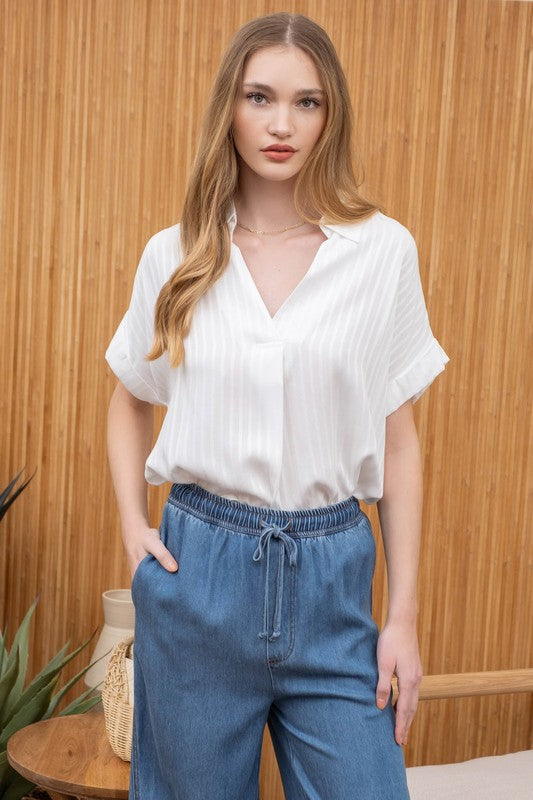 "Meeting Time" Short Sleeve Blouse