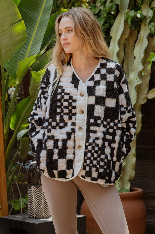 "She's Crafty" Button Down Fleece Jacket