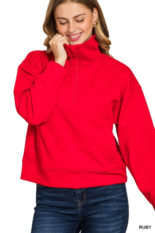 Zenana Scuba Half Zip Kangaroo Pullover *BUFFALO*