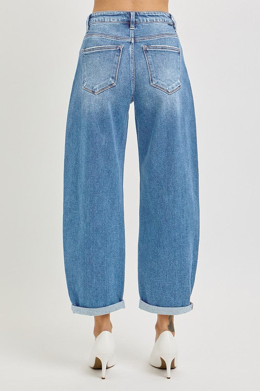 RISEN HR Crop Mild Barrel Jeans