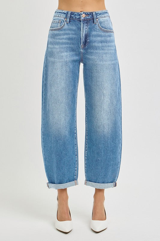 RISEN HR Crop Mild Barrel Jeans