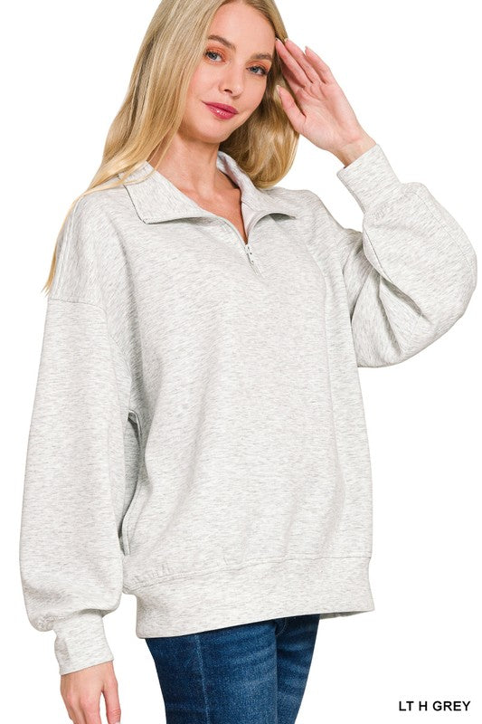 Zenana Scuba Half Zip Sweatshirt