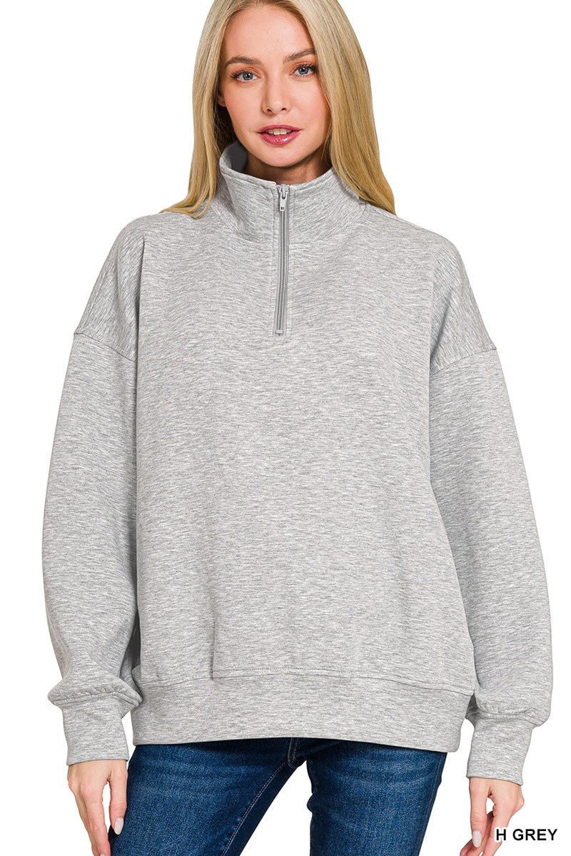 Zenana Scuba Half Zip Sweatshirt