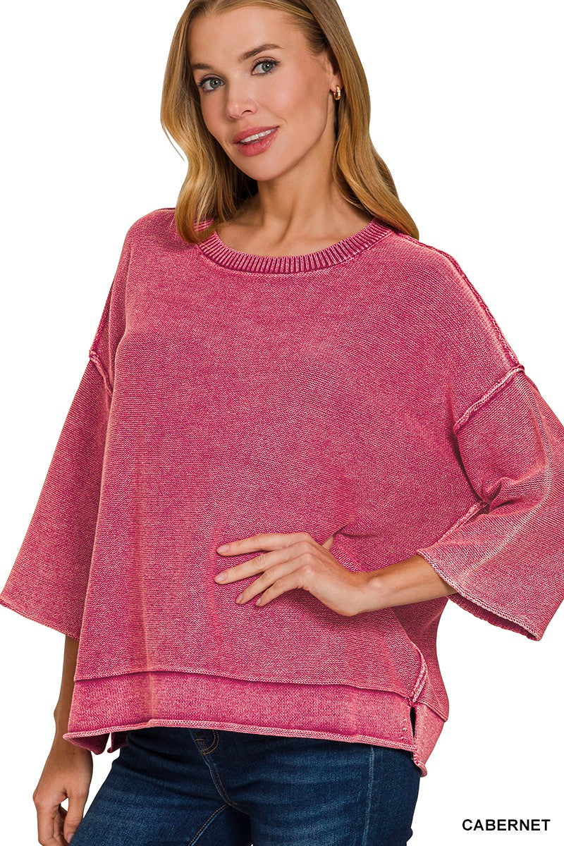 Zenana Good Is Coming 3/4 Sleeve Sweater