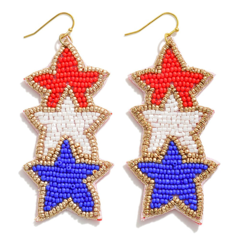 Americana Beaded Star Drop Earring