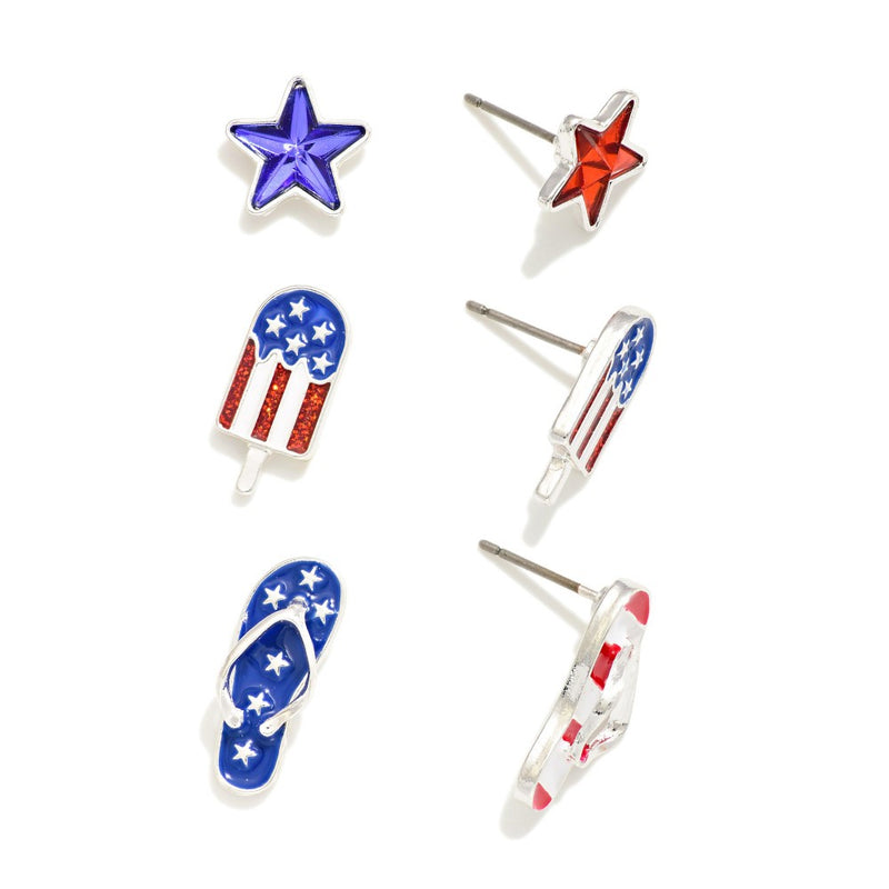 Americana Themed Stud Earrings