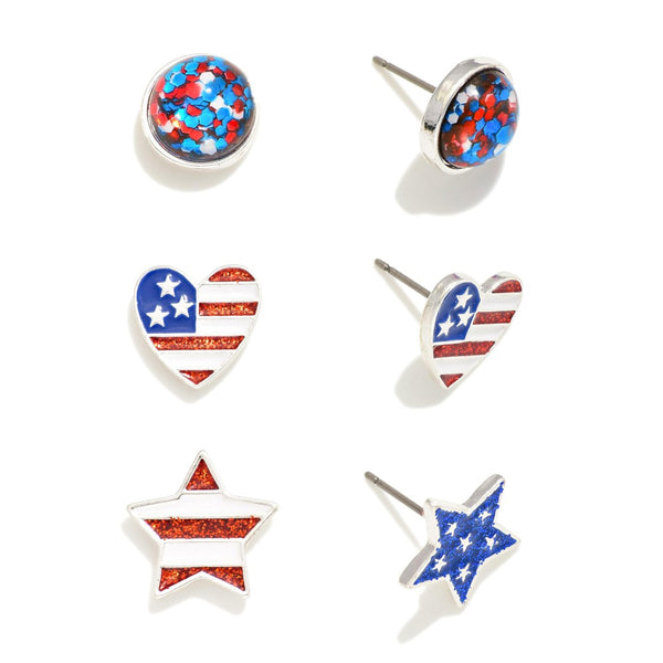 Americana Themed Stud Earrings