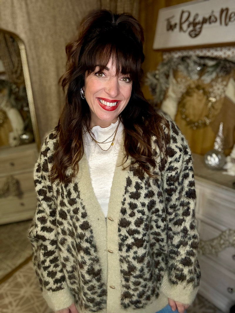 Fuzzy Leopard Cardigan