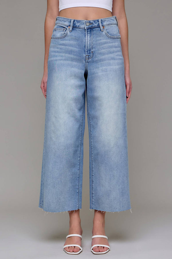 HIDDEN Light Wash Clean Stretch Cropped Wide leg Jeans
