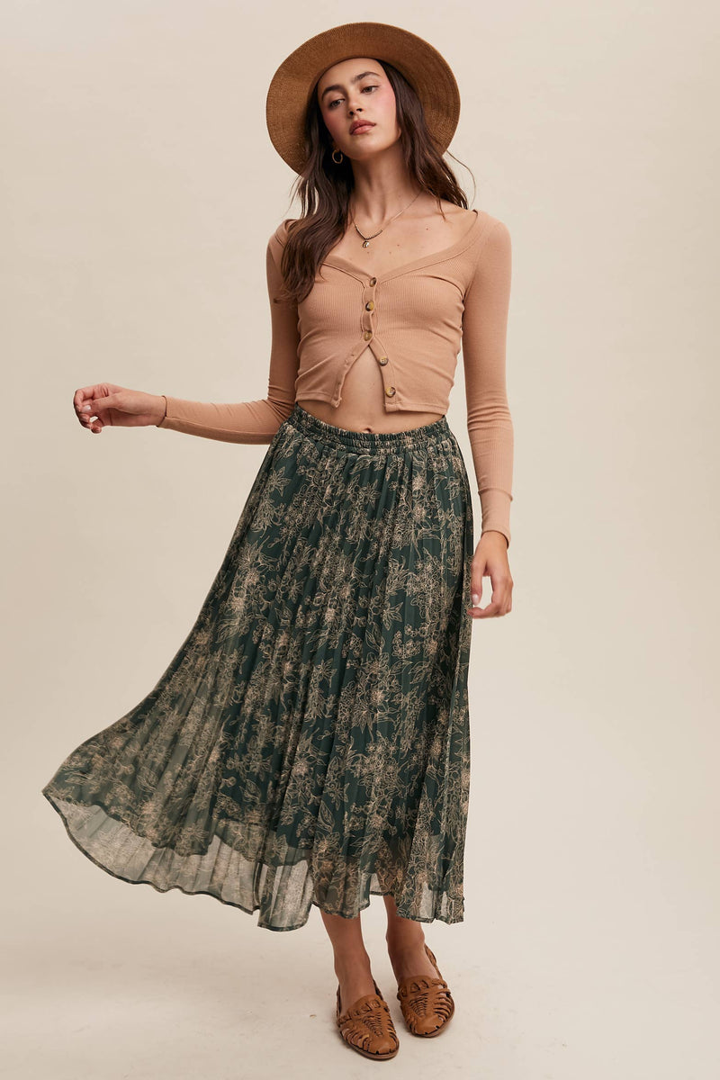 "Wind in My Ways" Pleated Maxi Skirt