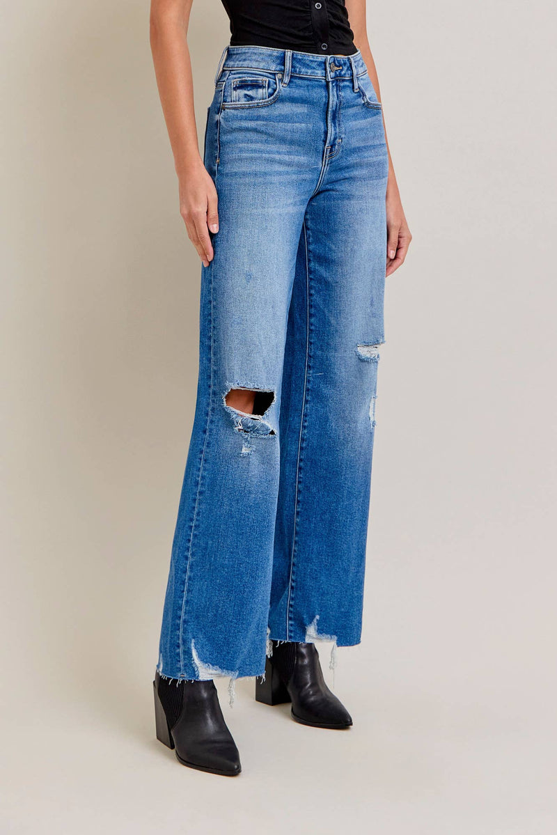 Hidden Medium Dark Distressed Stretch Dad Jean