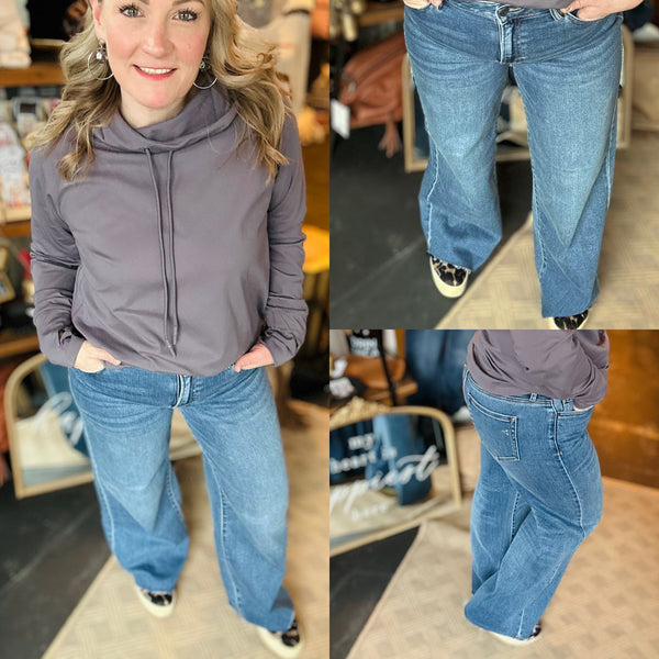 Hidden Clean Stretch Wide Leg Jeans