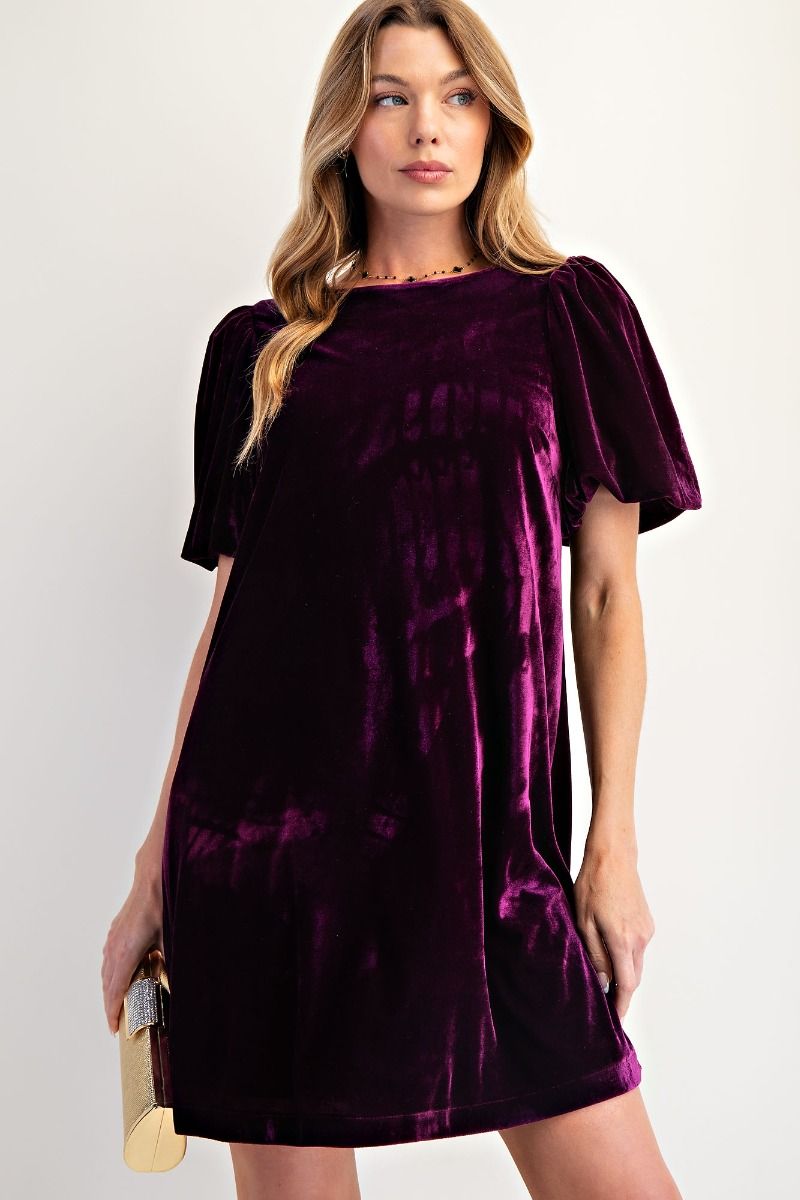 EASEL PREORDER Bow Back Velvet Dress