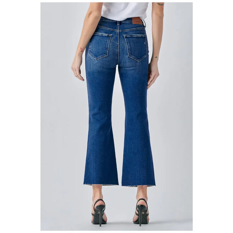 Hidden Dark Wash Clean Cropped Flare Jeans