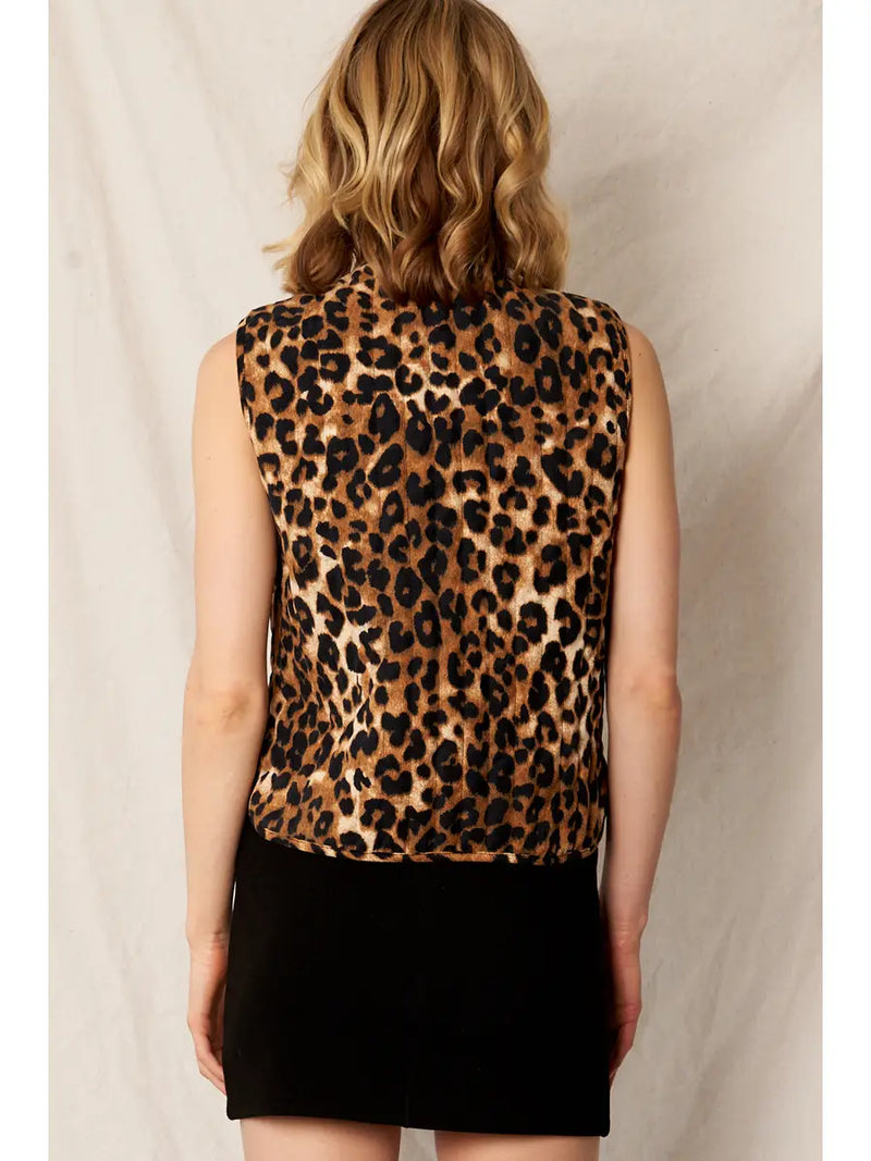 Leopard Print Ribbon Vest