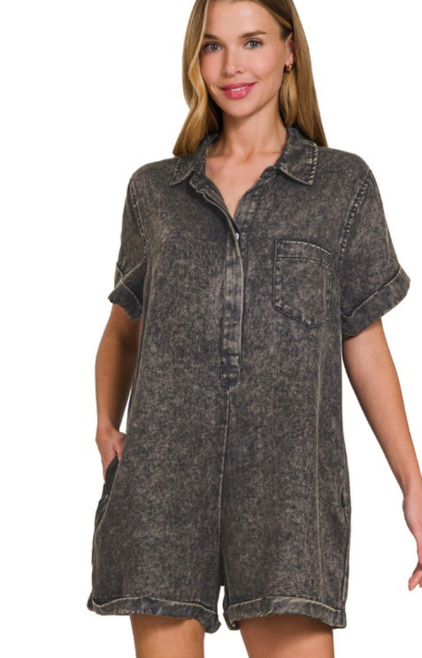 “Out of Office” Half Button Romper
