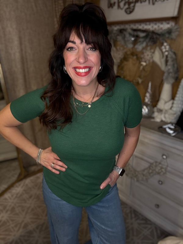 Zenana Baby Waffle Short Sleeve Top