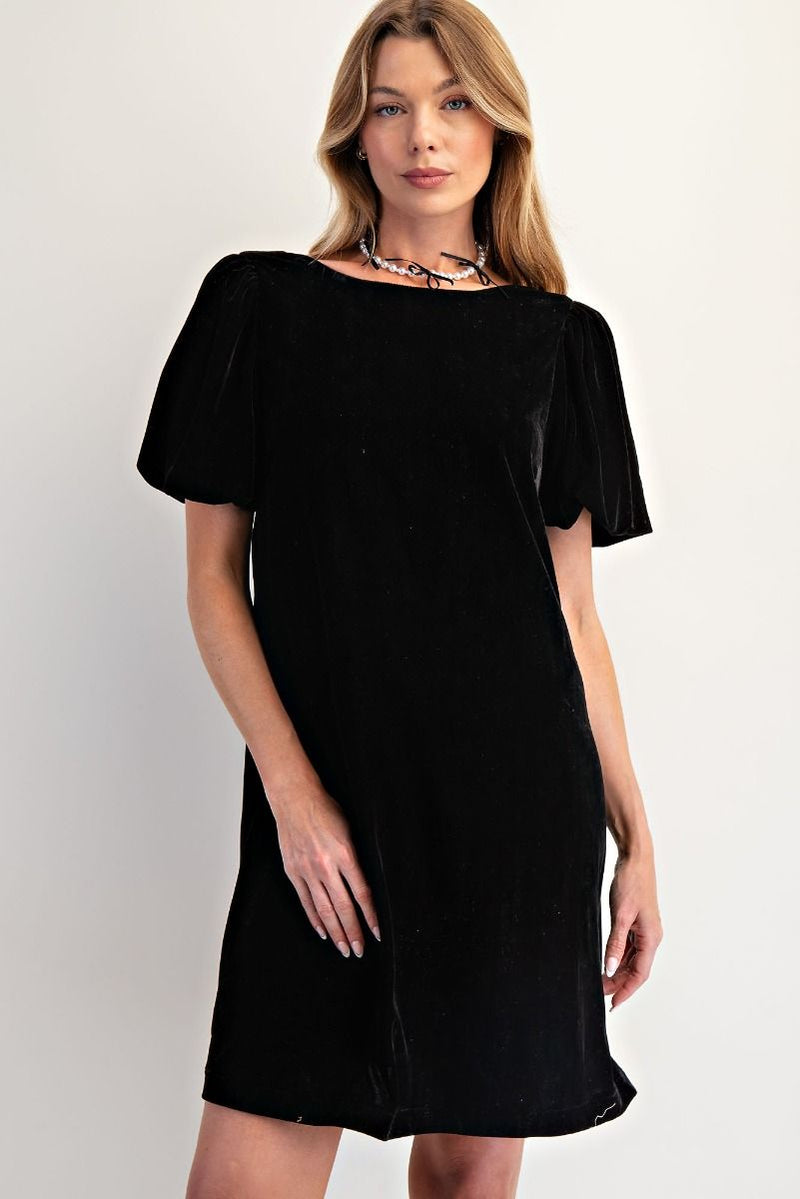 EASEL PREORDER Bow Back Velvet Dress