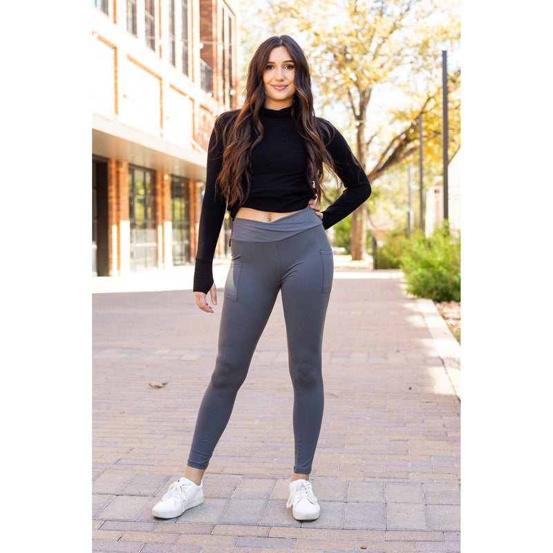 The Caitlin - Crossover Leggings with Pockets  *PREORDER*