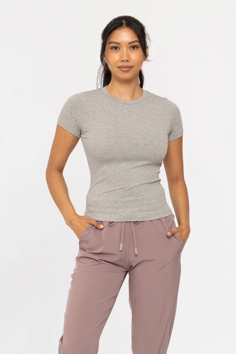 "The Essential" Micro-Ribbed Top *Heather Grey*