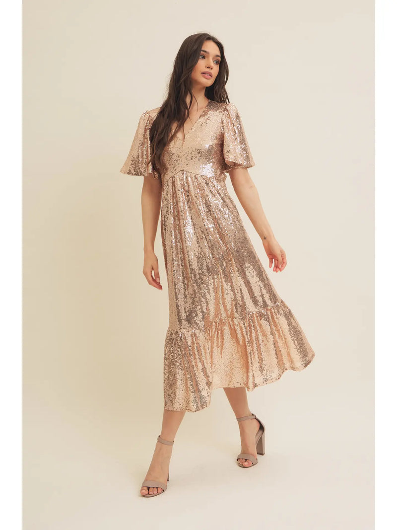 "Sparkling Whisper" Midi Dress