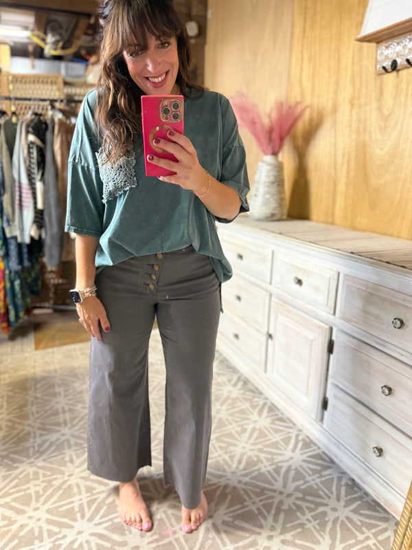 EASEL PREORDER- Button Front Stretch Twill Pants
