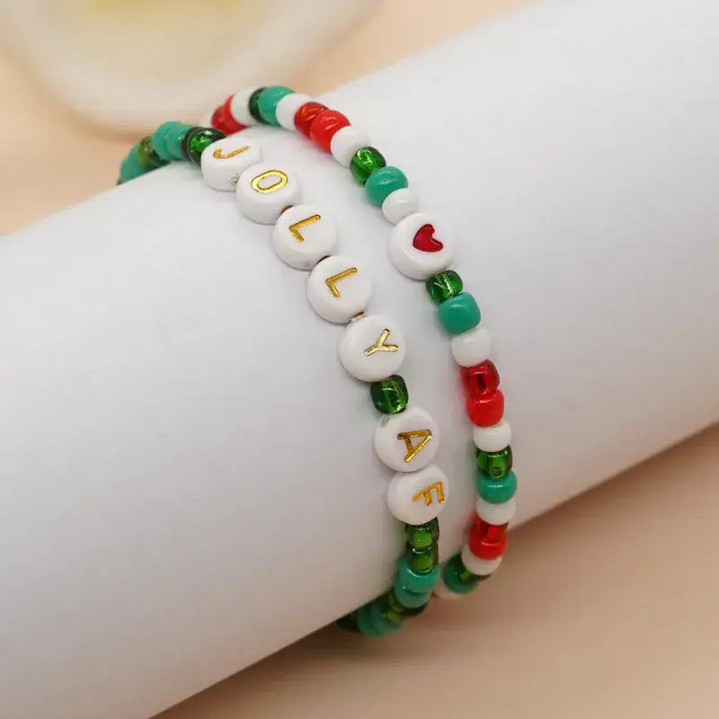 Jolly AF Holiday Christmas Friendship Bracelet Set