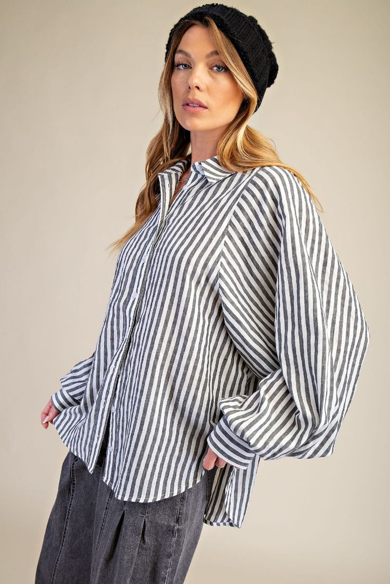 EASEL PREORDER Eiffel Tower Button Down Top
