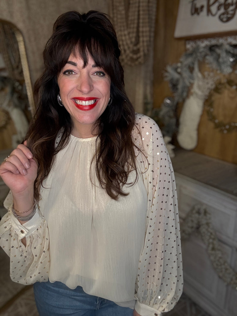 Life of the Party Balloon Sleeve Blouse