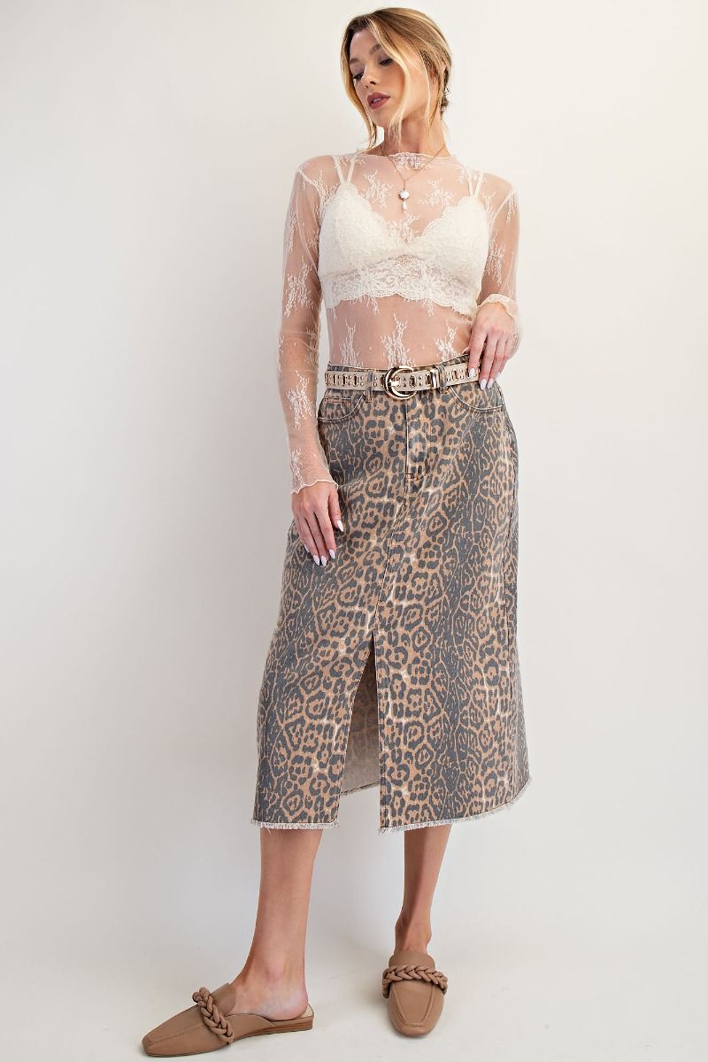 EASEL PREORDER Animal Instinct Midi Skirt