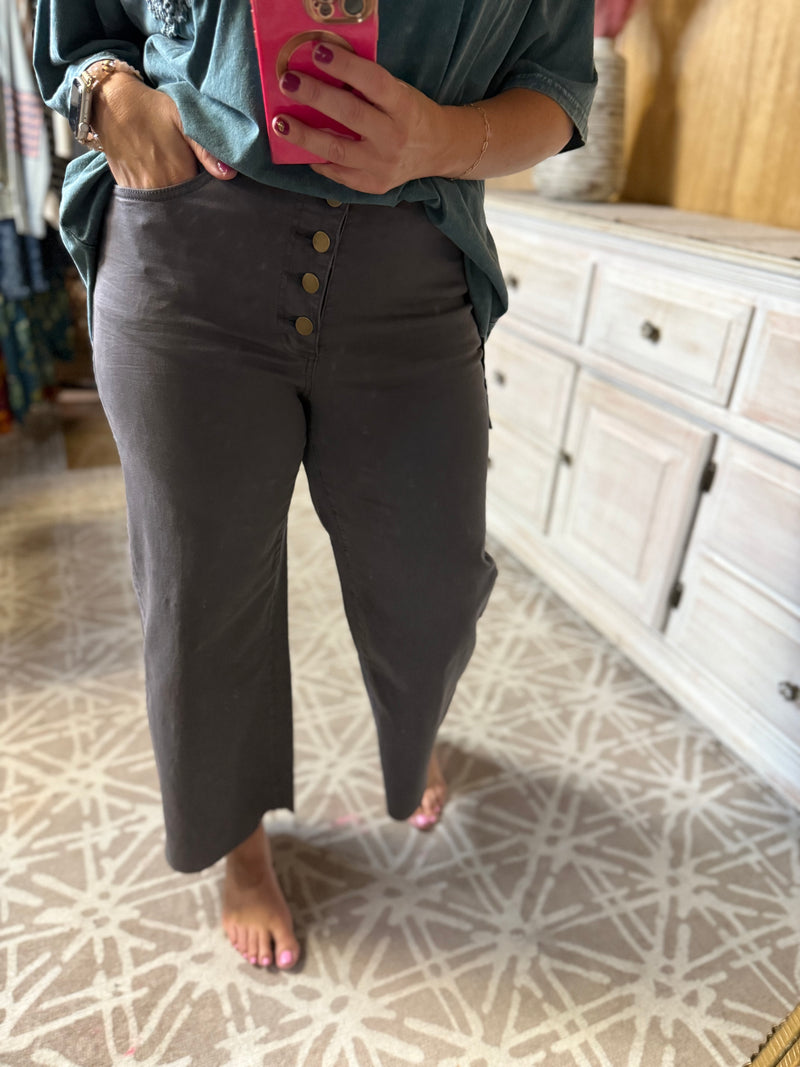 EASEL PREORDER- Button Front Stretch Twill Pants
