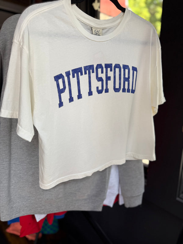 PITTSFORD Varsity Letter Cropped Mineral Graphic Top