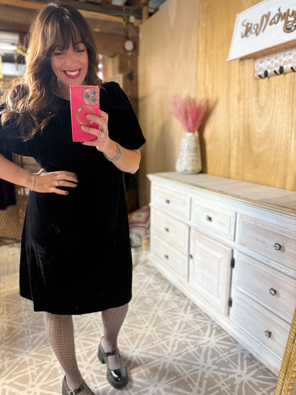 EASEL PREORDER Bow Back Velvet Dress