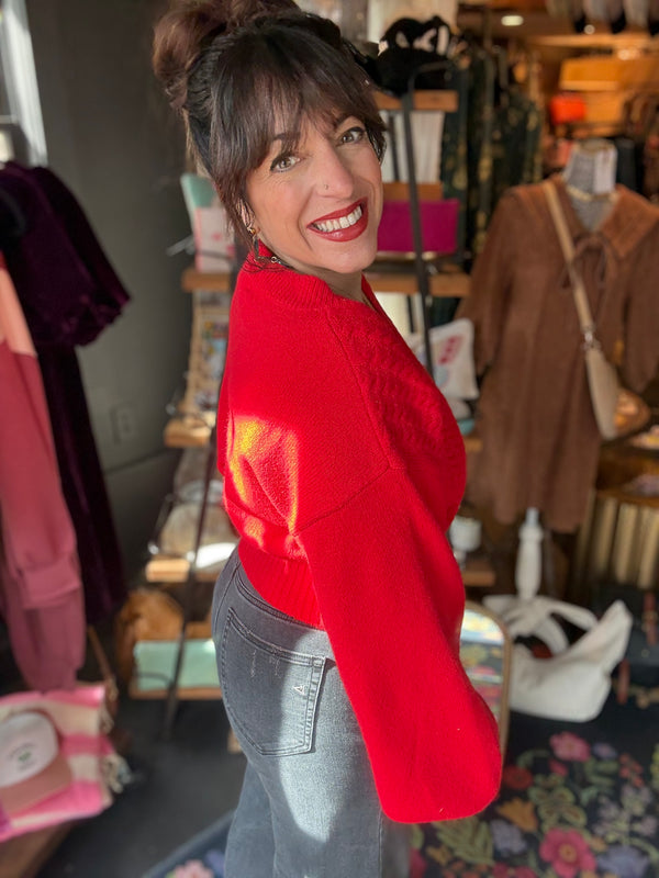 Cable Car Love V Neck Knit Sweater