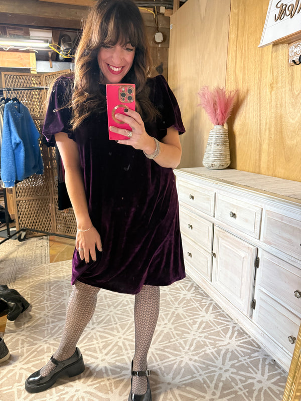 EASEL PREORDER Bow Back Velvet Dress
