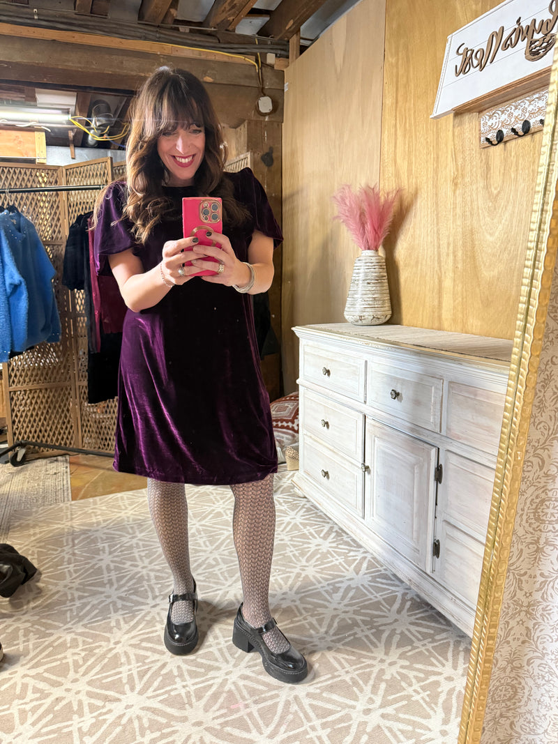 EASEL PREORDER Bow Back Velvet Dress