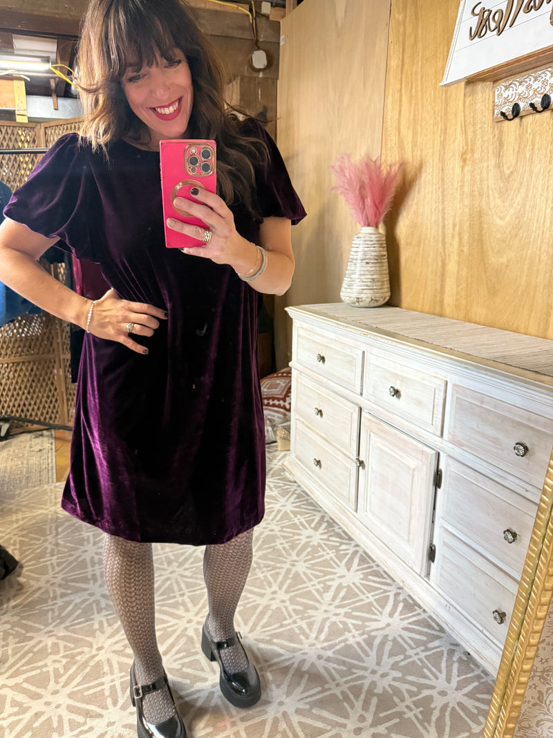 EASEL PREORDER Bow Back Velvet Dress