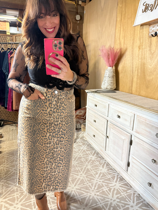 EASEL PREORDER Animal Instinct Midi Skirt